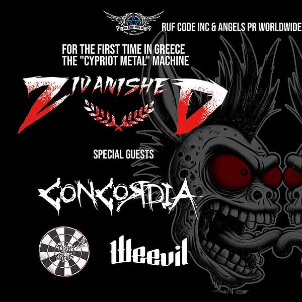 ZIVANISHED / CONCORDIA / TIGHT SPOT/WEEVIL live @ Temple – Παρασκευή 20 Δεκεμβρίου